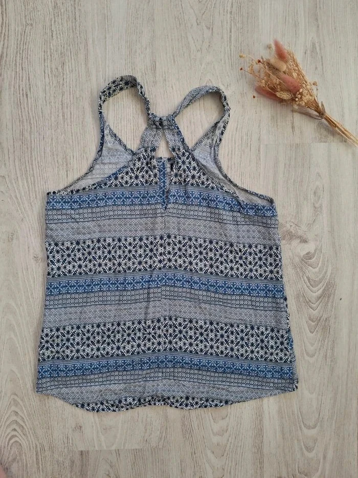 💙 Superbe halter/top sin mangas de mujer bohemio fluido azul/blanco CH Fashion – Talla XS/S 💙 – photo 6